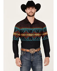 Rock & Roll Denim Men's Southwestern Print Stretch Long Sleeve Snap Western Shirt