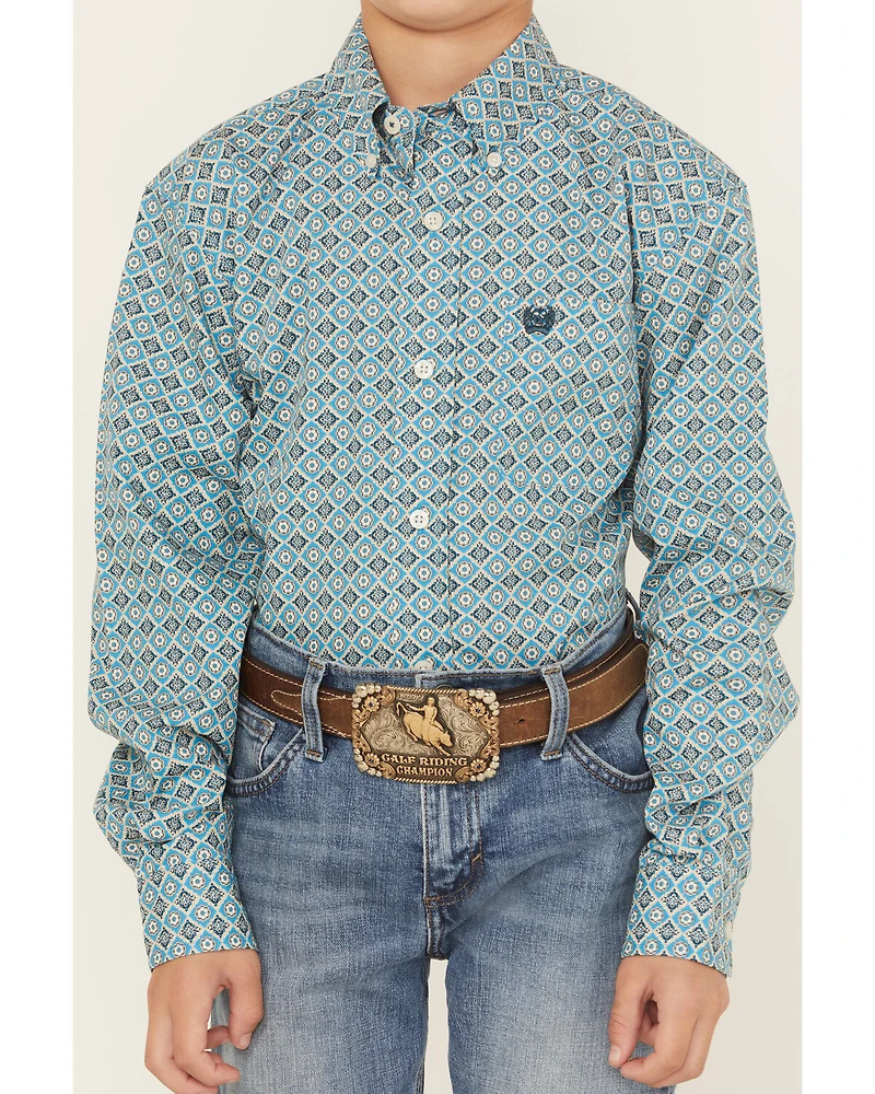Cinch Boys' Printed Long Sleeve Button-Down Western Shirt