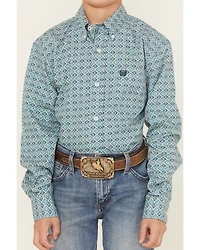 Cinch Boys' Printed Long Sleeve Button-Down Western Shirt