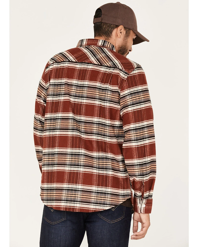 Brixton Men's Bowery Stretch Plaid Print Long Sleeve Utility Flannel Shirt