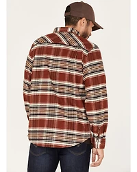 Brixton Men's Bowery Stretch Plaid Print Long Sleeve Utility Flannel Shirt