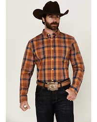 Cody James Men's Dobby Plaid Print Long Sleeve Button-Down Stretch Western Shirt