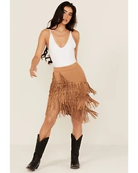 Idyllwind Women's Tina Faux Suede Fringe Mini Skirt