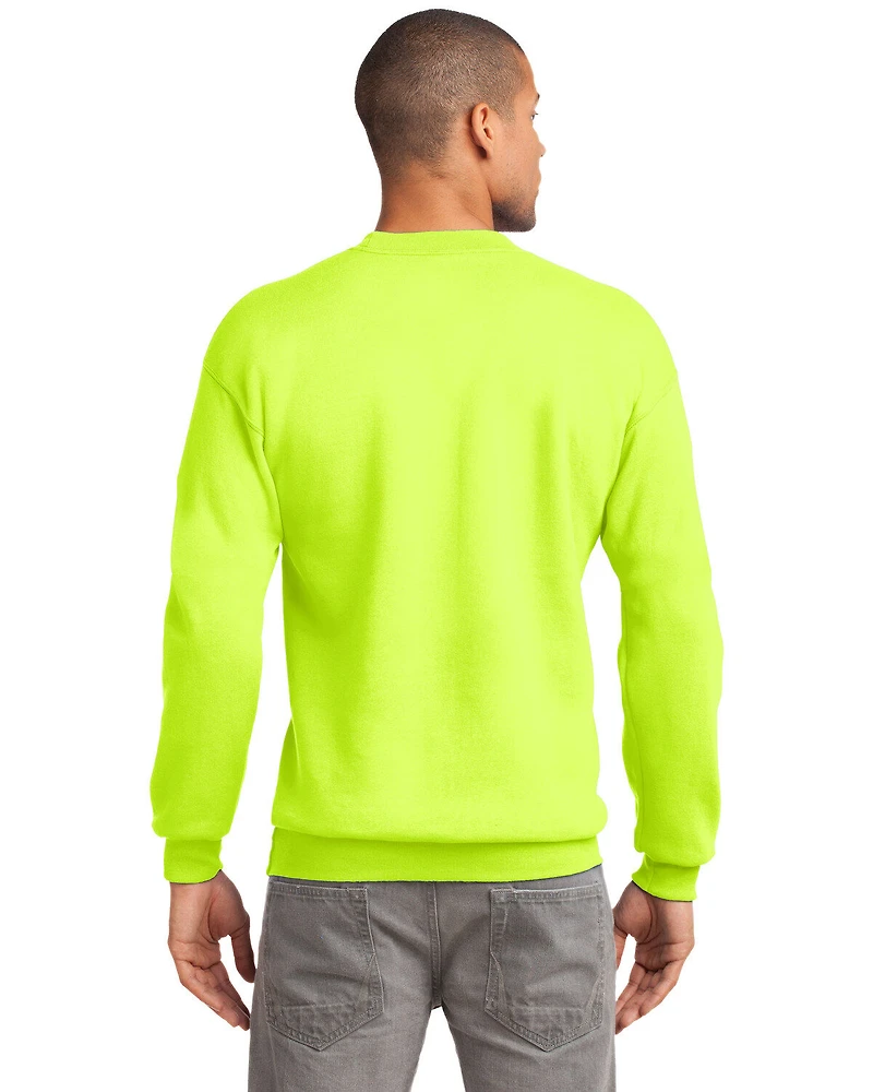 Port & Company Men's Safety Green 3X Essential Fleece Crew Work Pullover - Big