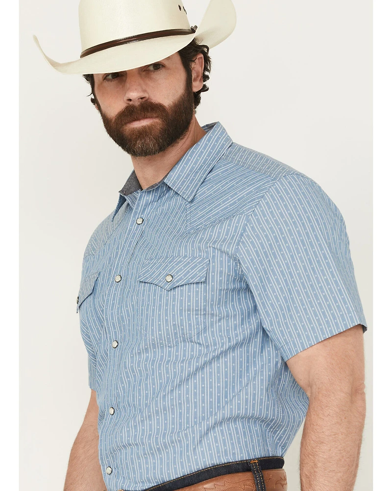 Cody James Men's Cowboy Way Striped Print Short Sleeve Snap Western Shirt