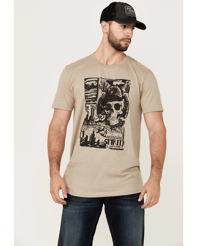 Moonshine Spirit Men's Skull Scene Short Sleeve Graphic T-Shirt