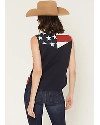 Shyanne Women's Americana Print Bubba Sleeveless Snap Western Shirt