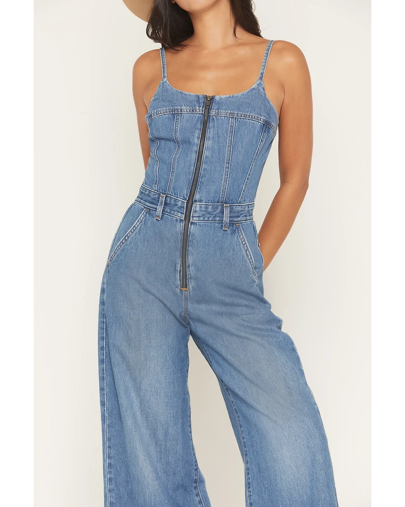Levi's Women's Bustier Light Wash Sleeveless Wide Leg Denim Jumpsuit