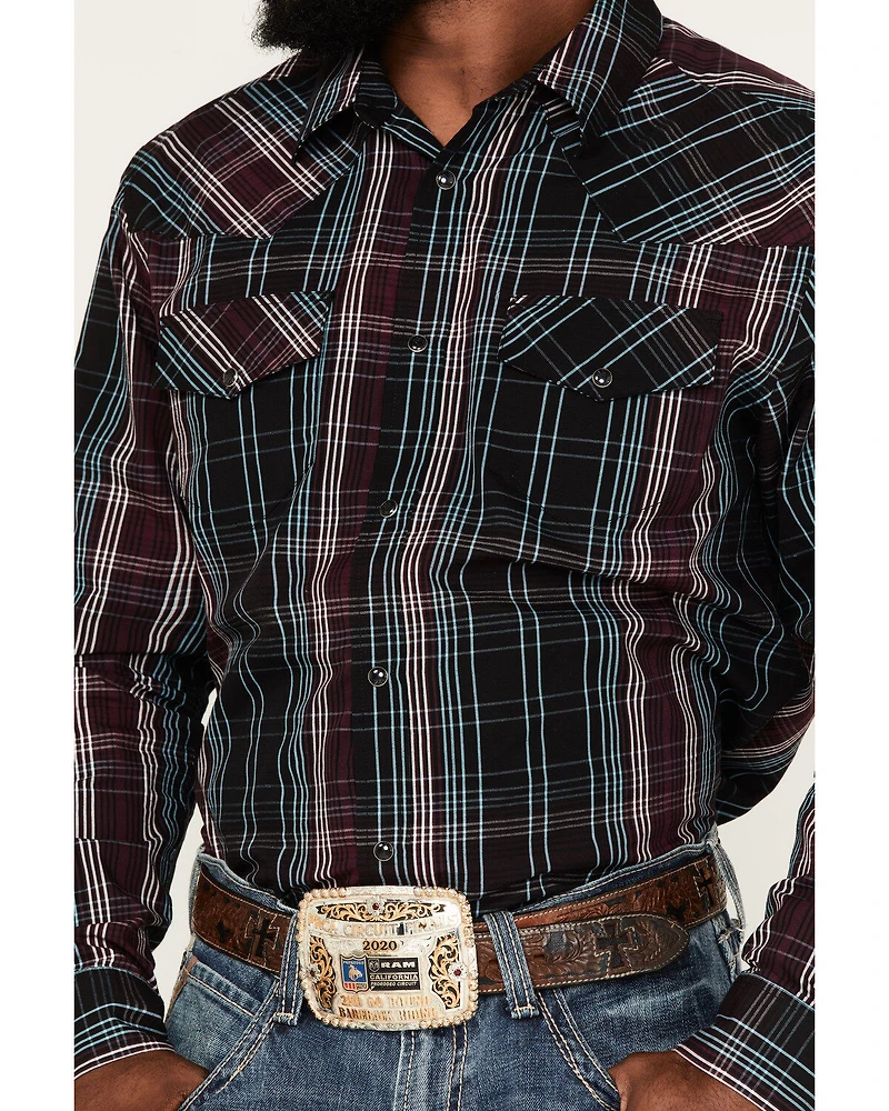 Gibson Men's Purple Hazed Plaid Snap Western Shirt
