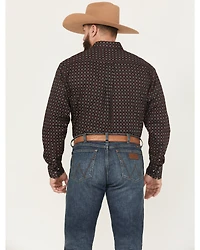 Rodeo Clothing Men's Geo Print Long Sleeve Button-Down Shirt