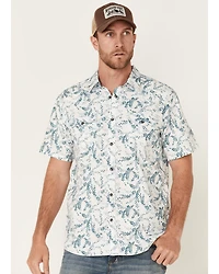 Moonshine Spirit Men's Vineyard Floral Print Short Sleeve Snap Western Shirt