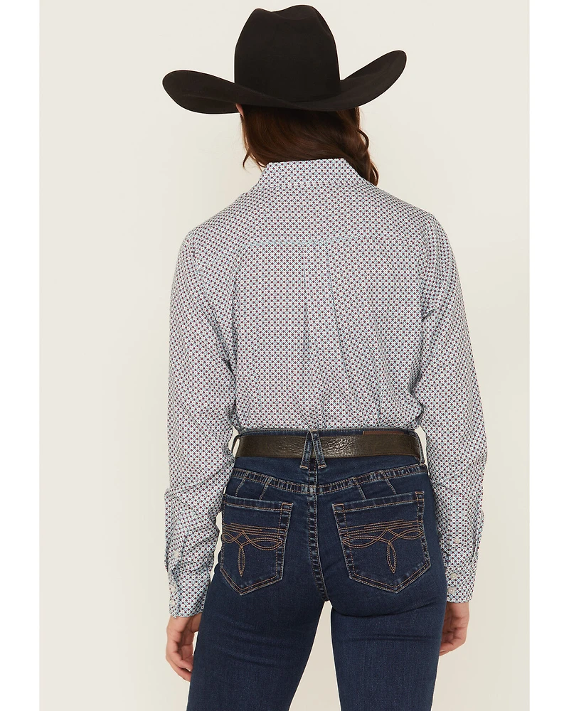 Cinch Women's Geo Print Long Sleeve Button-Down Stretch Western Shirt