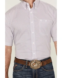 George Strait by Wrangler Men's Geo Print Short Sleeve Button-Down Stretch Western Shirt