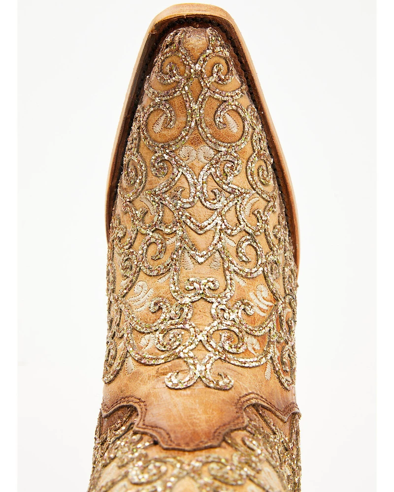 Corral Women's Saddle Glitter Overlay Triad Western Boots - Snip Toe