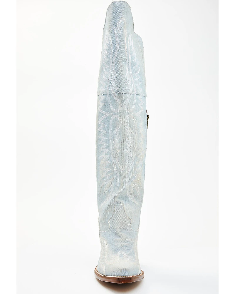 Dan Post Women's Denim Tall Western Boots - Snip Toe