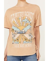 Cleo + Wolf Women's Country Roads Short Sleeve Oversized Graphic Tee