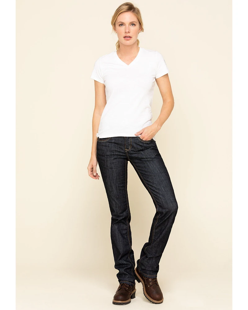 Dovetail Workwear Women's White Solid V-Neck Work Tee