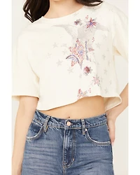 Shyanne Women's Americana Eagle Star Cropped Short Sleeve Graphic Tee