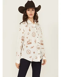 Ariat Women's Homestyle Conversation Print Long Sleeve Button-Down Shirt