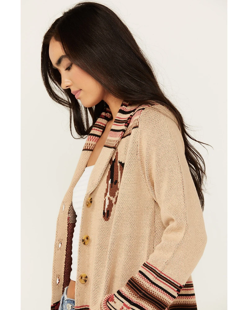 Cotton & Rye Women's Horse Motif Print Cardigan