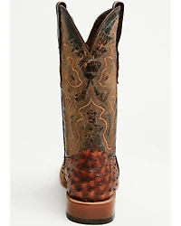 Tanner Marl Men's Exotic Ostrich Print Western Boots - Broad Square Toe