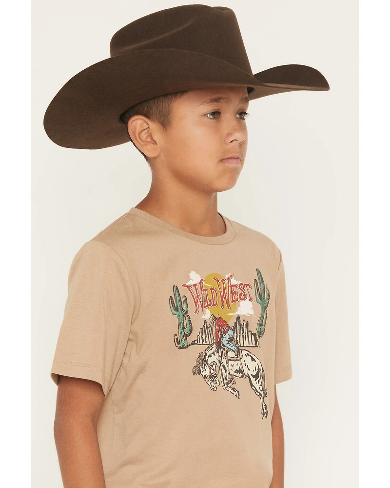 Sable Sky Boys' Wild West Short Sleeve Graphic T-Shirt