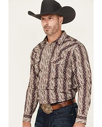 Gibson Trading Co Men's Floral Striped Print Long Sleeve Snap Stretch Western Shirt