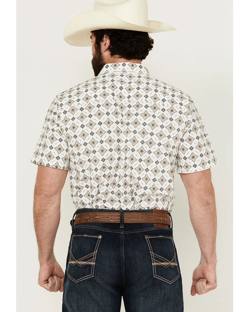 Gibson Men's Hubert Medallion Print Short Sleeve Button-Down Western Shirt