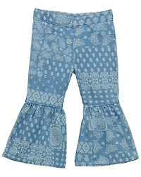 Wrangler Toddler Girls' Light Wash Bandana Print Flare Denim Jeans