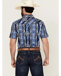 Rock & Roll Denim Men's Southwestern Print Short Sleeve Snap Stretch Western Shirt