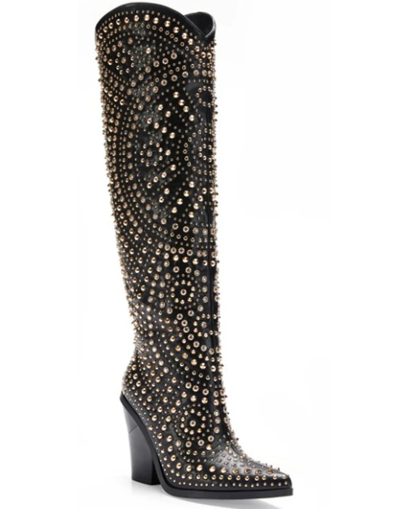 Azalea Wang Women's Texas Rhinestone Western Boots - Round Toe