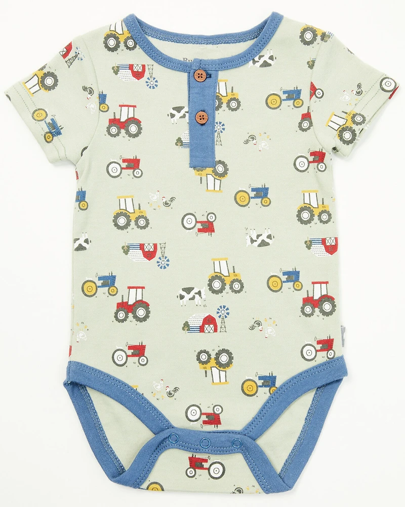 Rugged Bear Infant Boys' Farm Print Onesies - 2 Pack
