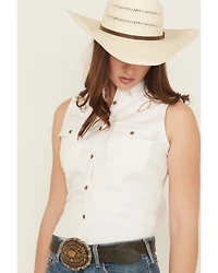 Shyanne Women's Embroidered Sleeveless Button-Down Western Shirt
