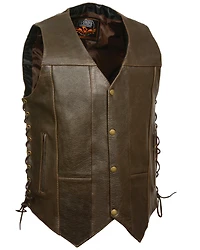 Milwaukee Leather Men's Retro 10 Pocket Side Lace Vest - XBig