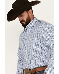 George Strait by Wrangler Men's Plaid Print Long Sleeve Button-Down Western Shirt