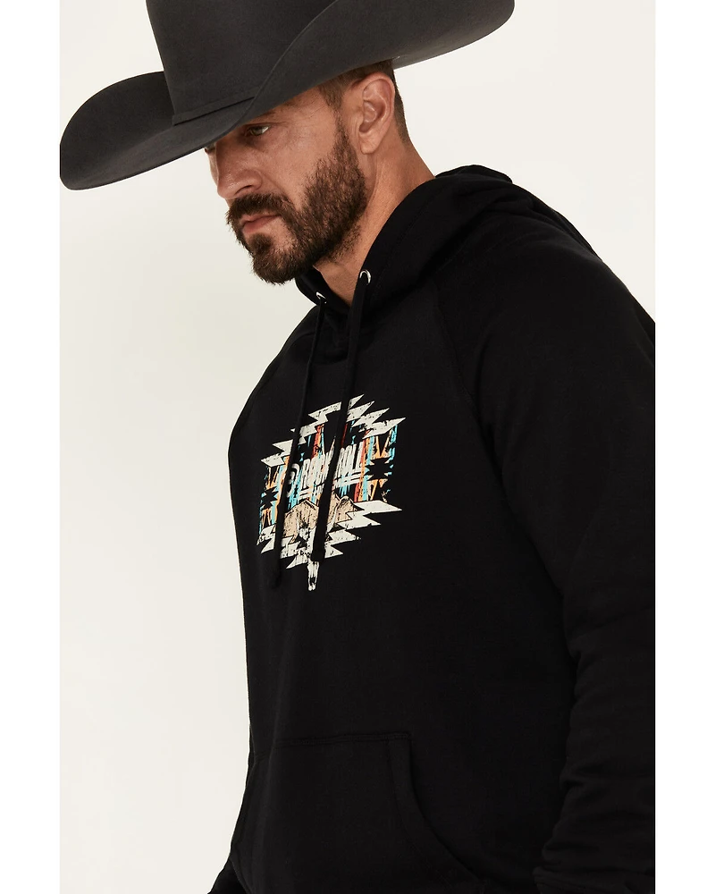 Rock & Roll Denim Men's Southwestern Skull Graphic Hooded Sweatshirt