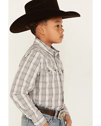 Cody James Boys' Plaid Print Long Sleeve Snap Western Shirt