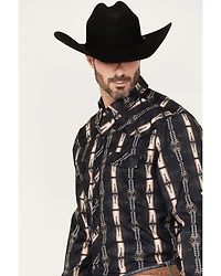 Rock & Roll Denim Men's Tek Southwestern Print Long Sleeve Pearl Snap Western Shirt