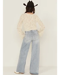 Miss Me Women's Light Wash High Rise 32" Super Wide Stretch Denim Jeans