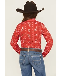 Cruel Girl Girls' Printed Long Sleeve Pearl Snap Western Shirt