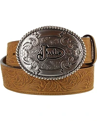 Justin Men's Floral Leather Trophy Belt