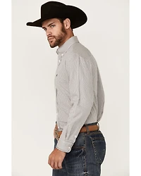 Rough Stock by Panhandle Men's Dobby Print Long Sleeve Button-Down Western Shirt