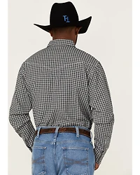Blue Ranchwear Men's Small Plaid Long Sleeve Snap Western Shirt