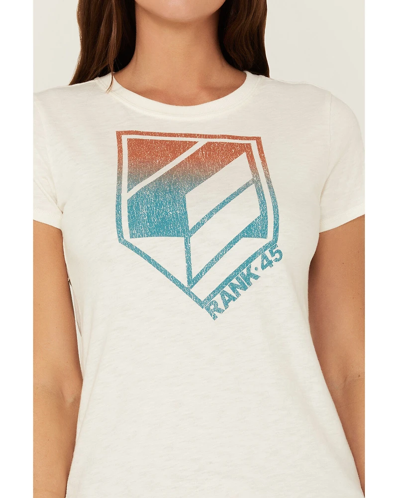 RANK 45® Women's Logo White Graphic Tee