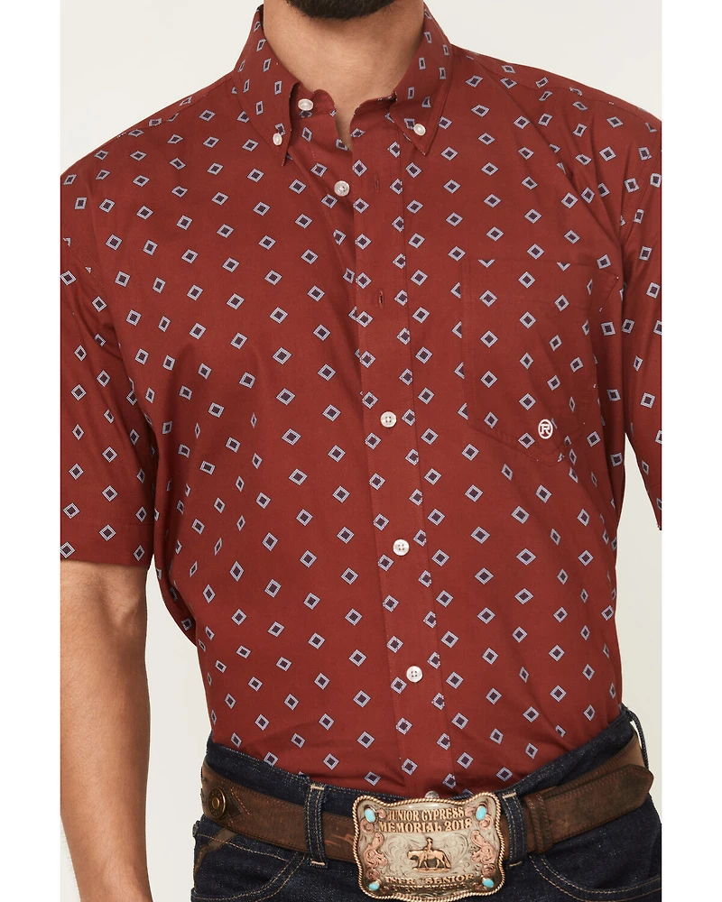 Roper Men's Amarillo Geo Print Short Sleeve Button-Down Western Shirt