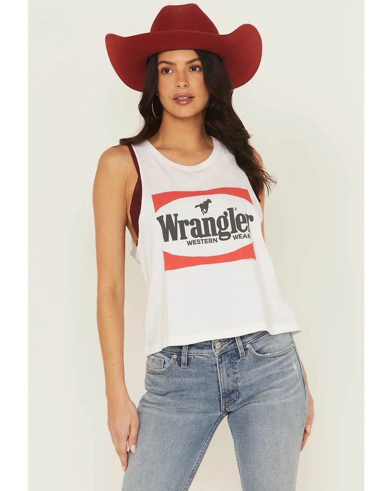 Wrangler Women's Logo Sleeveless Graphic Muscle Tank