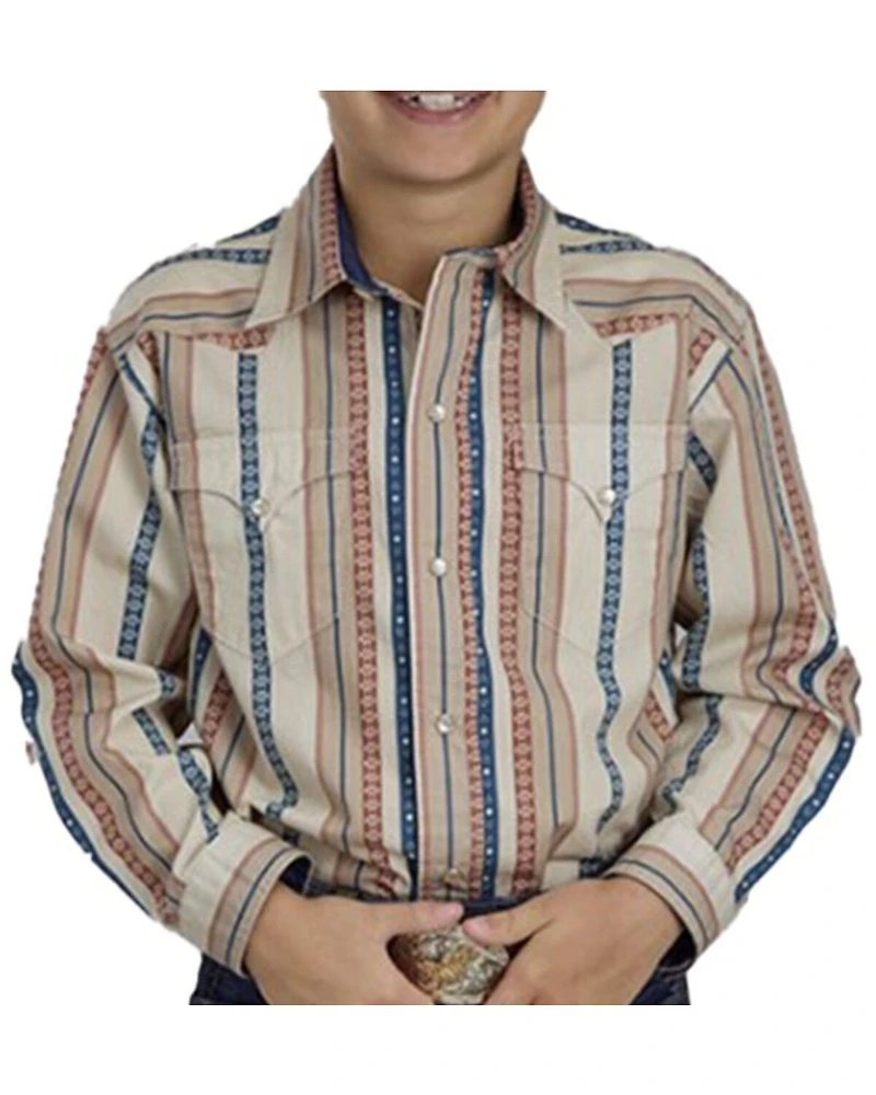 Roper Boys' Striped Long Sleeve Snap Western Shirt