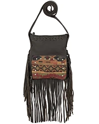 American West Women's Southwestern Tapestry Fringe Handbag