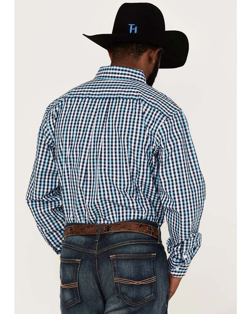 Panhandle Select Men's Check Plaid Print Long Sleeve Button Down Western Shirt