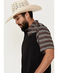 RANK 45® Men's Stripewood Tech Color Block Short Sleeve Button-Down Polo Shirt